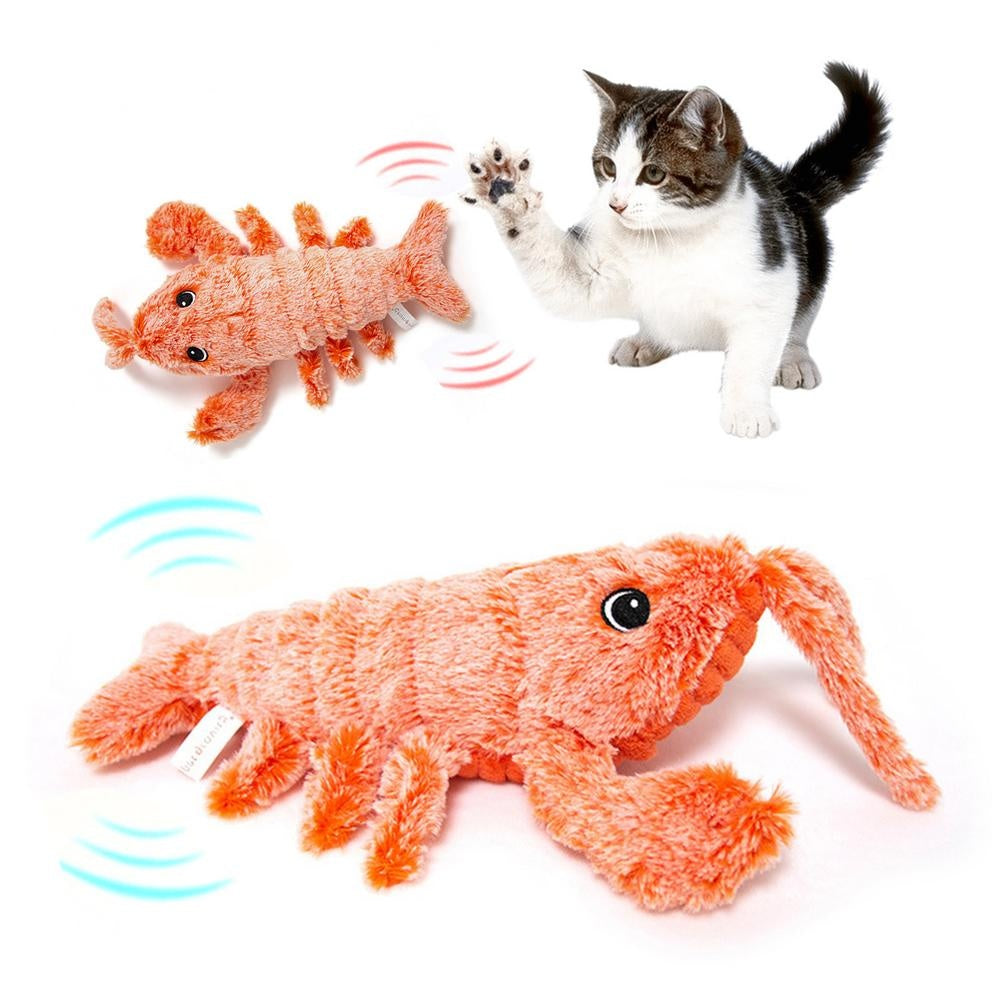 Pet Toys Electric Jumping Shrimp USB Charging Simulation Lobster Funny Cat Plush Pets Toy - 0 - CJ