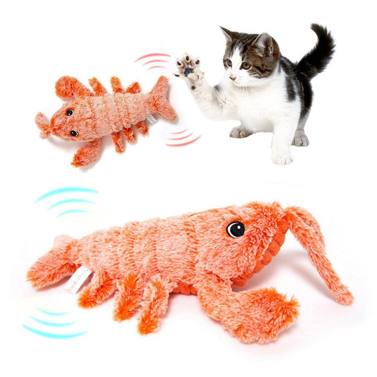 Pet Toys Electric Jumping Shrimp USB Charging Simulation Lobster Funny Cat Plush Pets Toy - 0 - CJ