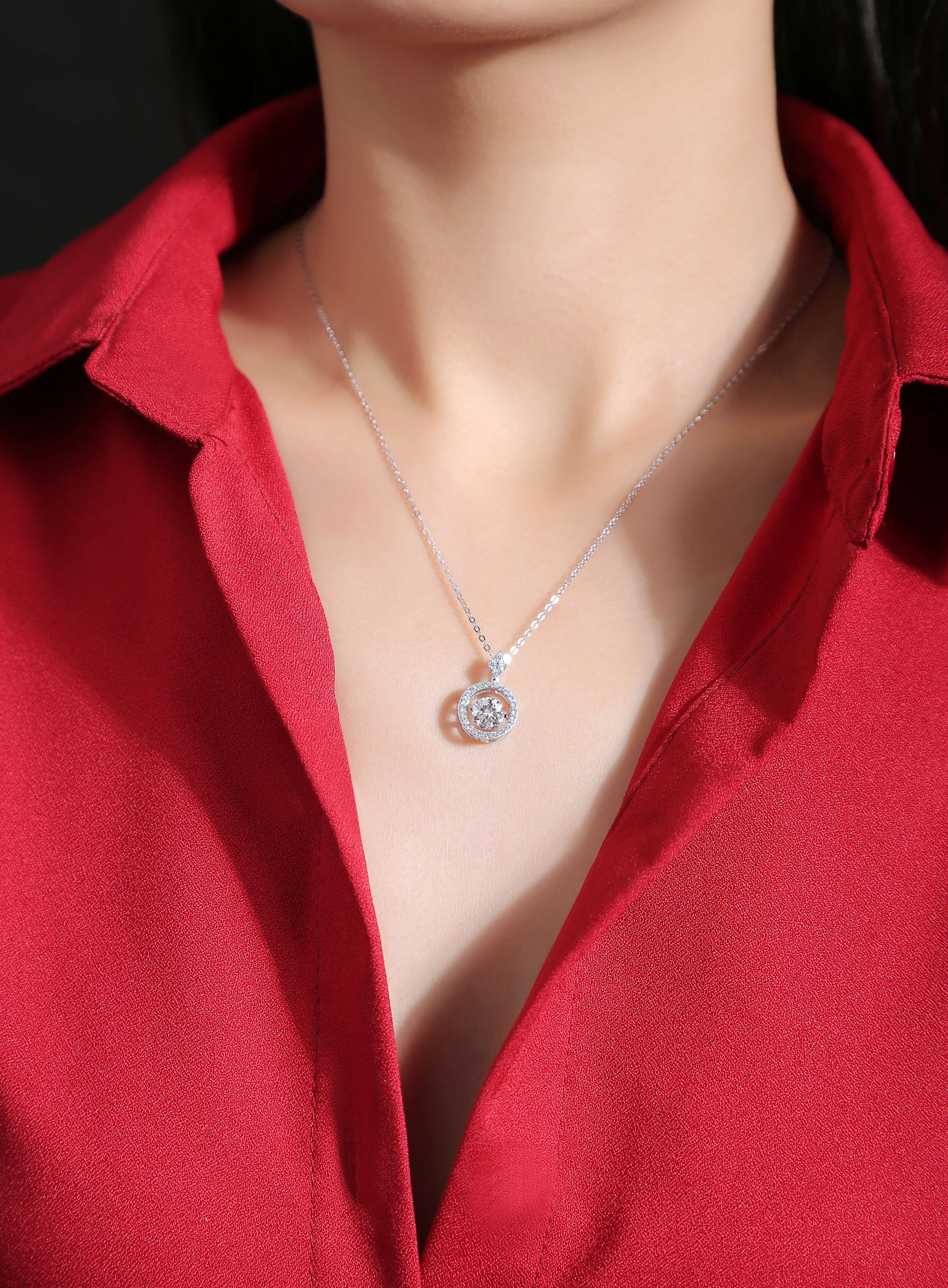 1Touch - A Fashionable And Trendy Jewelry Necklace Pendant Set With 1 - carat Moissanite S925 Sterling Silver And Platinum Plating Prohibit Tk Sales - 5 - cj