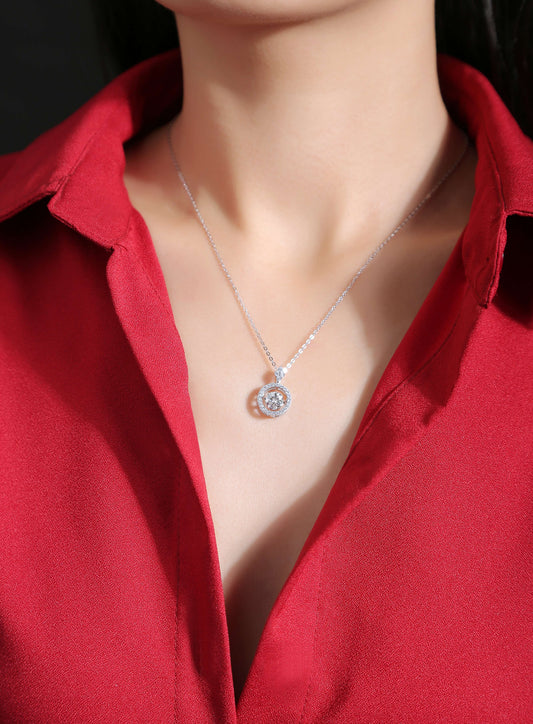 1Touch - A Fashionable And Trendy Jewelry Necklace Pendant Set With 1 - carat Moissanite S925 Sterling Silver And Platinum Plating Prohibit Tk Sales - 5 - cj