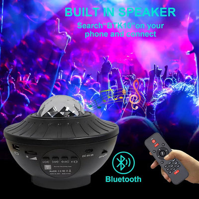 Black Star Projector Galaxy Lamp With Bluetooth And Rotating Function Black - 5 - CJ