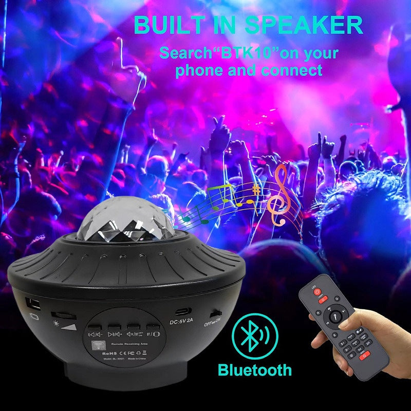 Black Star Projector Galaxy Lamp With Bluetooth And Rotating Function Black - 5 - CJ