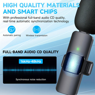 Wireless Lavalier Lapel Microphone For IPhone IPad Professional Wireless Clip Mic - Cordless Omnidirectional Condenser Recording Mic For Interview Video Podcast Vlog YouTube - 5 - CJ