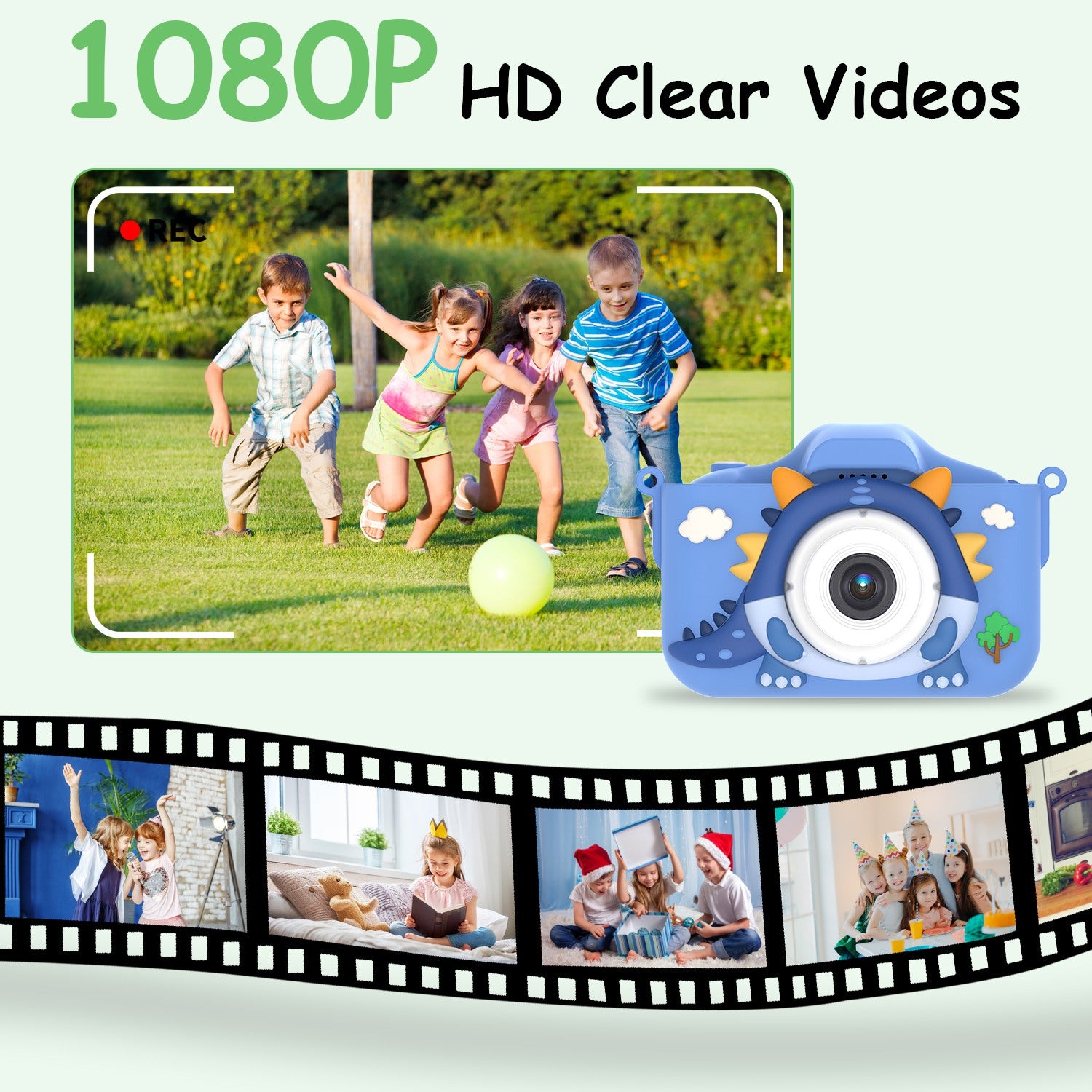 Pink - Blue Options - 1Pc Dinosaur Kids Selfie Camera Cartoon Camera 48MP 1080P HD Digital Camera With Cartoon Case Card Reader 32G MMC Card For Boys Girls Above Aged 6 Years Old - 5 - CJ