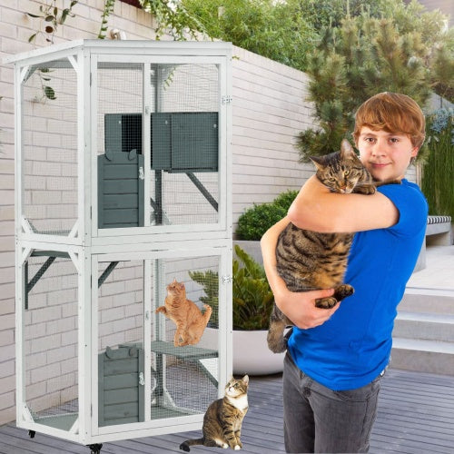 Outdoor Indoor Cat Pet Climbing Frame Game Cage Cute Large Space - 5 - CJ