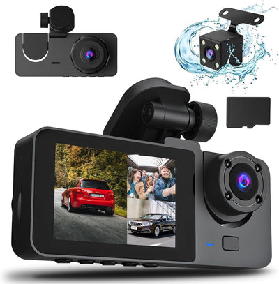 3 Channel Dash Cam, 1080P Dash Cam Front And Rear Inside, Three Way Dash Camera For Cars, Car Camera With 32GB Card, 24H Parking Mode, Loop Recording, Super Night Vision - 5 - CJ