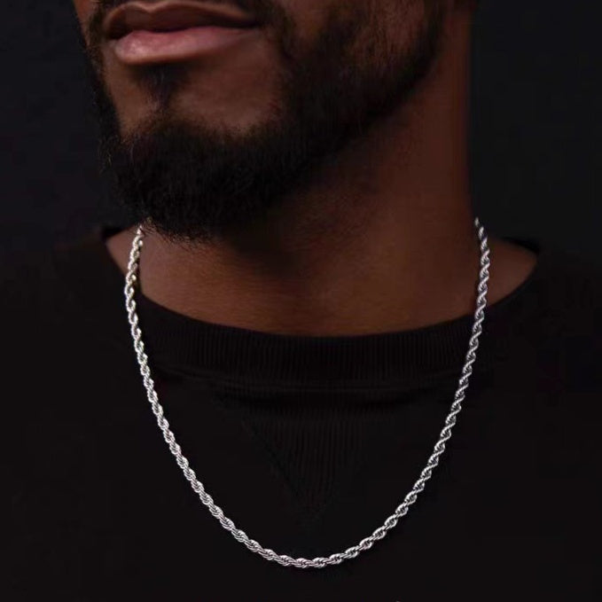 1pc Stainless Steel Twist Chain Necklace,Daily Wear Essential,Ideal Gift For Jewelry Enthusiasts And Crafters - 5 - CJ