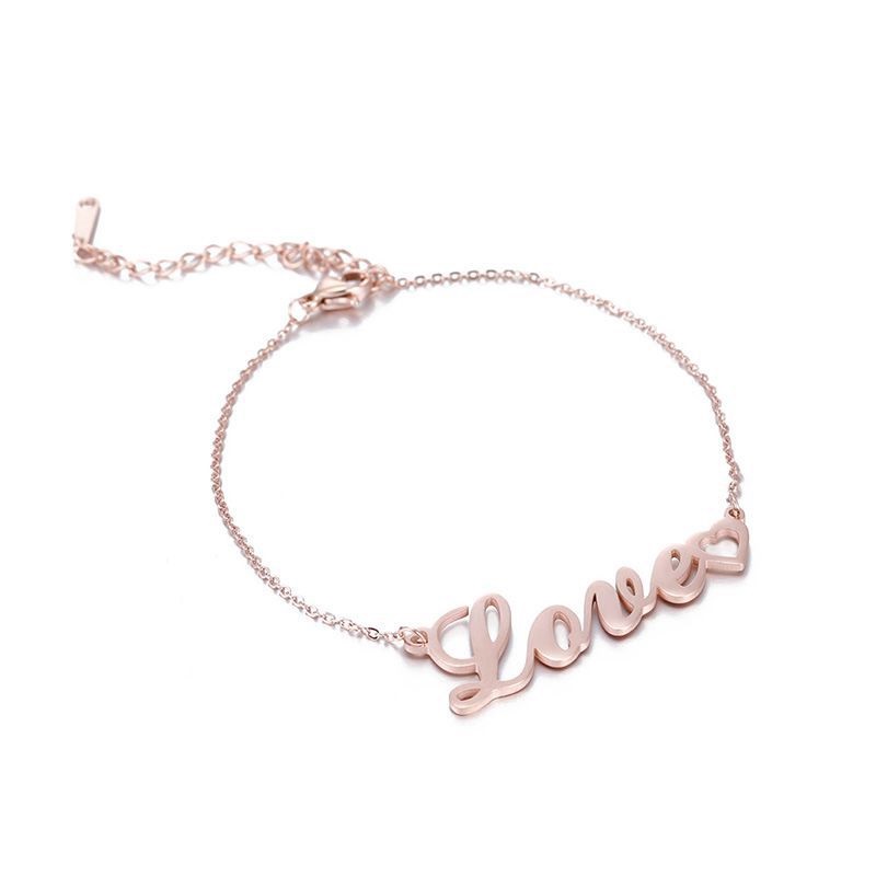 Personalized DIY Custom Name Bracelet Stainless Steel - 7 - CJ - Rose gold - Adult - CJSL118669306FU