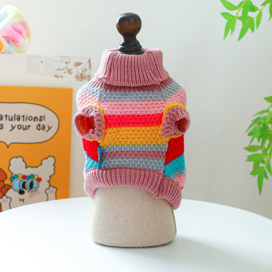 Pet Ring Comfortable Color Stripes Colorful Sweater - 0 - CJ