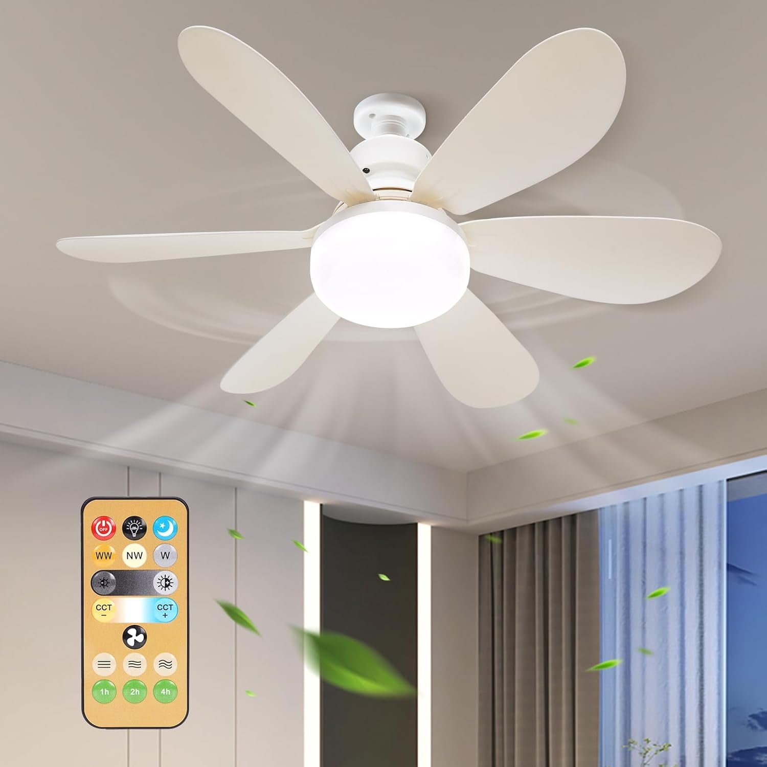 Modern Led Ceiling Fan With Light Dimmable E27 Bedroom Living Room Fan Lamp 30W - 5 - CJ
