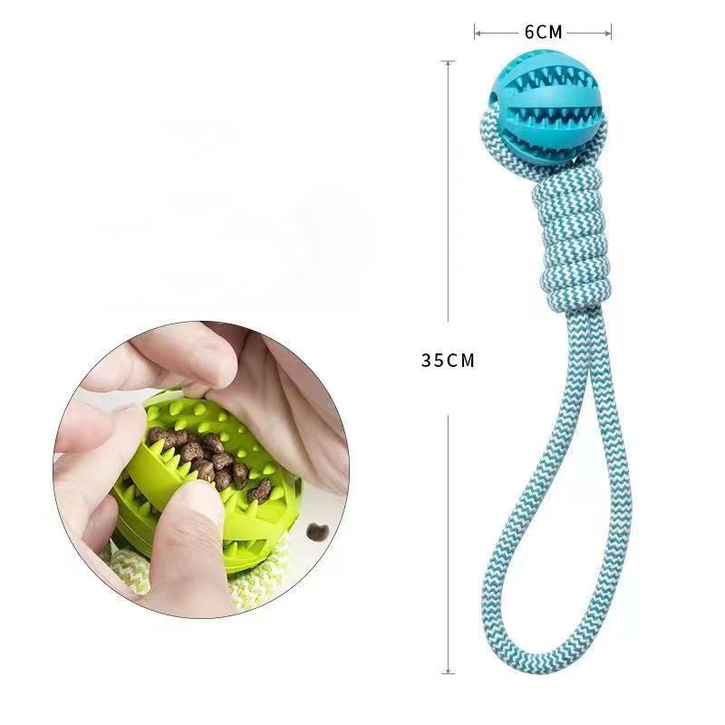 Dog Toys Treat Balls Interactive Hemp Rope Rubber Leaking Balls For Small Dogs Chewing Bite Resistant Toys Pet Tooth Cleaning Bite Resistant Toy Ball For Pet Dogs Puppy - 5 - CJ