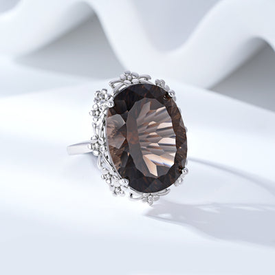 Simple Natural Crystal Jewelry Versatile S925 Silver Set Tea Crystal Ring - 4 - CJ