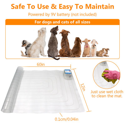 1Pc Electronic Pet Training Mat Indoor Safe Shock Training Pad For Dogs Cats Pet Barrier 60x12in With 3 Training Modes - 5 - CJ