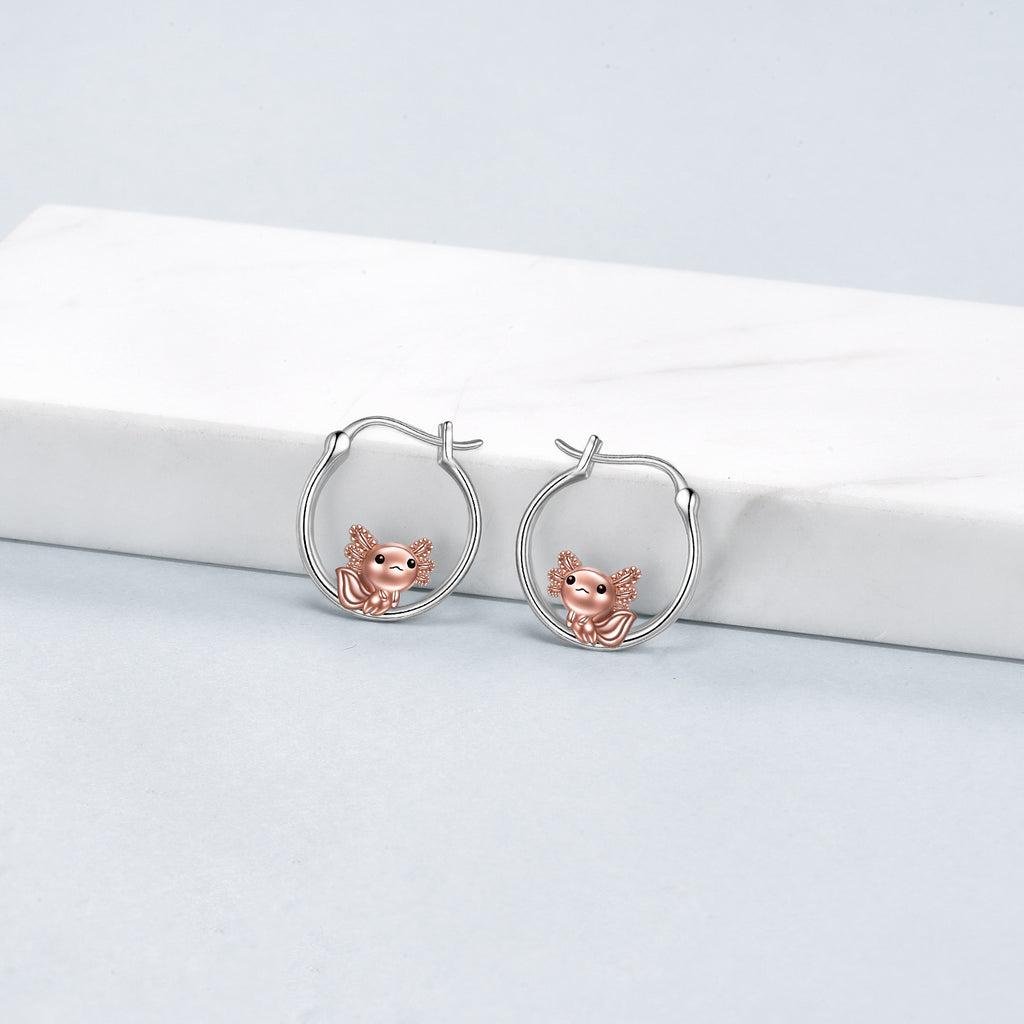 Axolotl Hoop Earrings for Women 925 Sterling Silver Axolotl Jewelry
