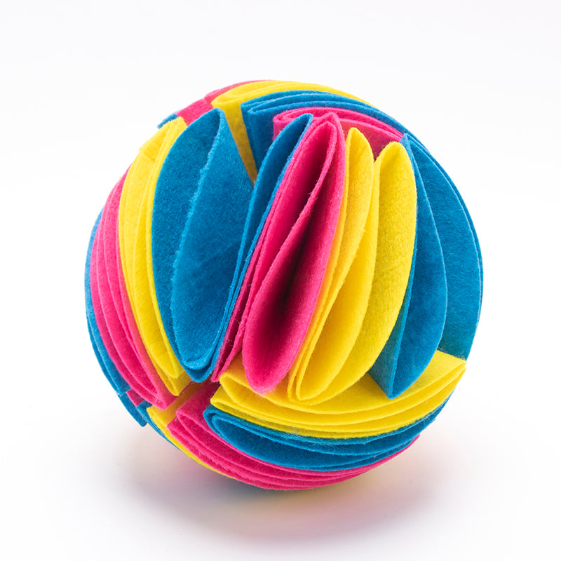 Foldable Dog Snuffle Ball Dog Training Toys Increase IQ Pet Cat Training Games Feeding Intelligence Toy - 4 - CJ - L - Yellow blue pink - CJGY1452446 - L - Yellow blue pink
