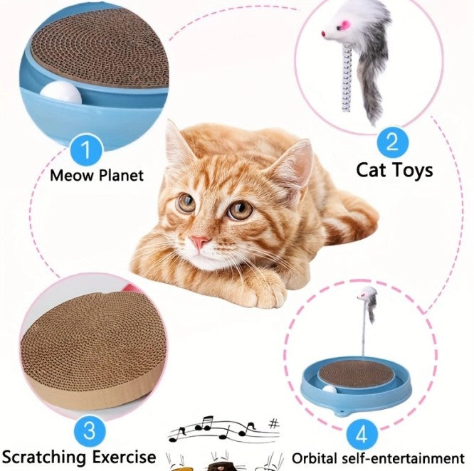Multi - functional Cat Scratching Board With Ball Track, Various Colours Of Mat Board, Self - height Relief From Boredom To Tease The Cat, With Spring And Ball, Anti - scratch Furniture Artifacts, A Must - ha - 5 - CJ
