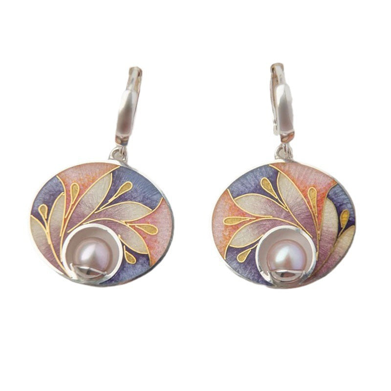 Fashion Exquisite Flower Enamel Pearl Earrings - 0 - CJ