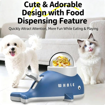 Interactive Treat Dispensing Toy For Cats And Dogs, Whale Shaped Slow Feeder Puzzle With Rotating Mechanism, Food Grade ABS Pet IQ Training Toy With Transparent Window - 5 - CJ