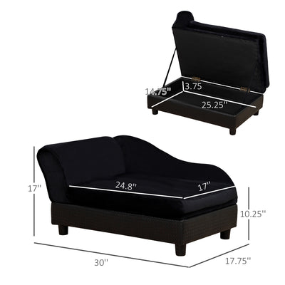 Pet Sofa Bed Couch with Storage, Pet Sofa for Cats and Small Dogs, Black - 5 - CJ