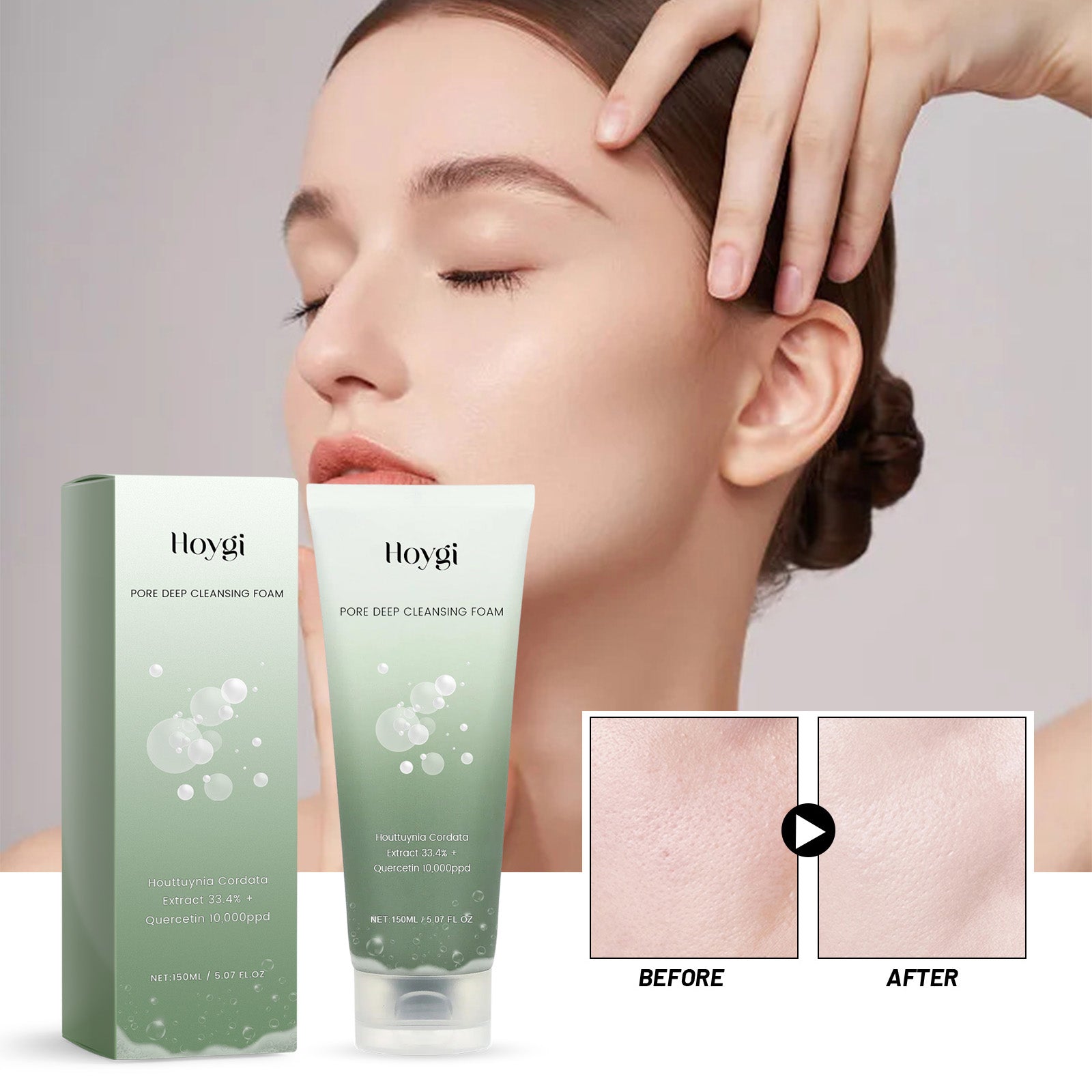 Hoygi Pore Deep Cleansing Foam, Deep Clean Facial Skin Shine Bright Moist Blain To Imprint Clear Water - 5 - CJ