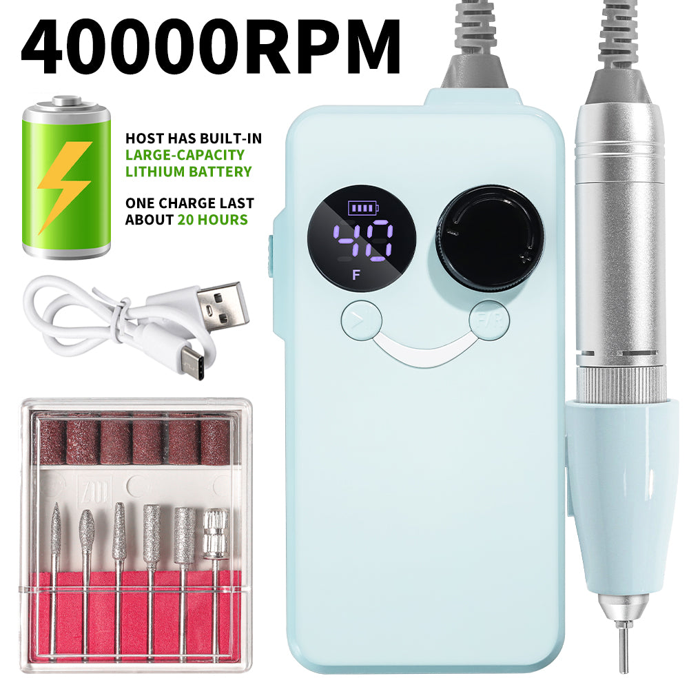 40000RPM Nail Drill Professional Cordless Electric Nail Drill Machine Rechargeable Portable Acrylic Gel Grinder Tools With 6 Bits And Sanding Bands For Manicure Pedicure Carve Polish - 5 - CJ