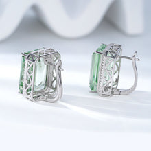 Luxurious And High - grade Natural Green Crystal Earrings, Fashionable Design, S925 Silver - 4 - CJ