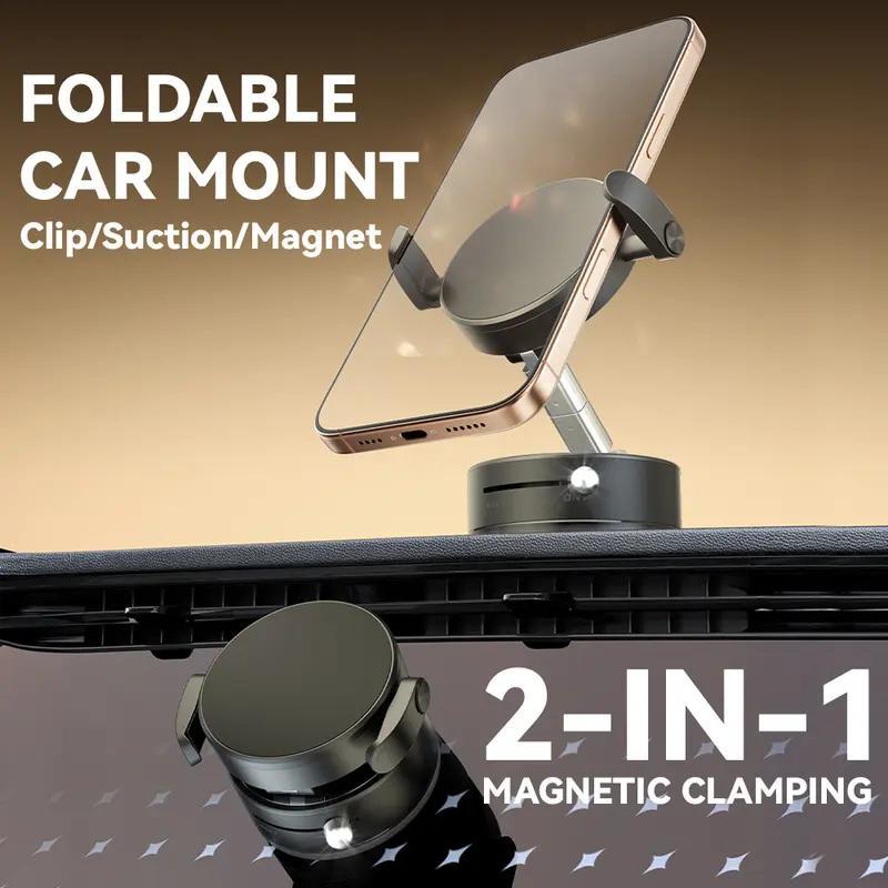 Upgraded Wireless Magnetic 360 Degree Rotating Adjustable Folding Car Phone Holder Strong Suction Power Is Suitable For Magsafe And All Smartphones - 5 - CJ