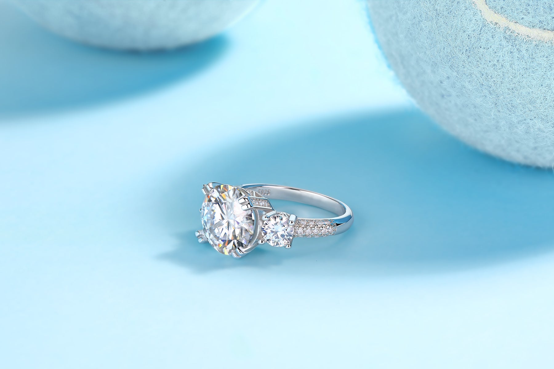 1Dazzling Stars - A Fashionable And Luxurious Jewelry Piece Set With 5 - carat Moissan Diamond S925 Sterling Silver And Platinum - plated Diamond Prohibit TikTok sales - 5 - CJ