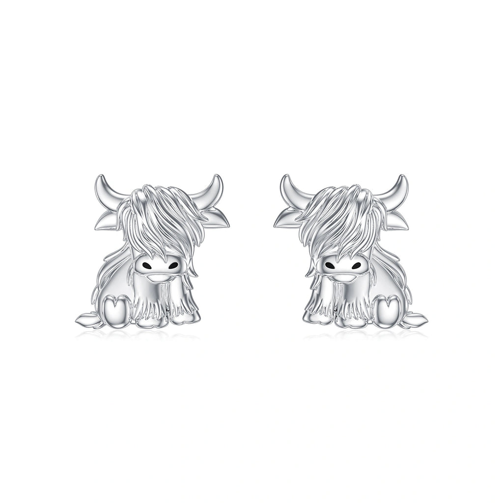 Highland Cow Earrings 925 Sterling Silver Cow Studs Earrings Highland Cow Jewelry Gifts
