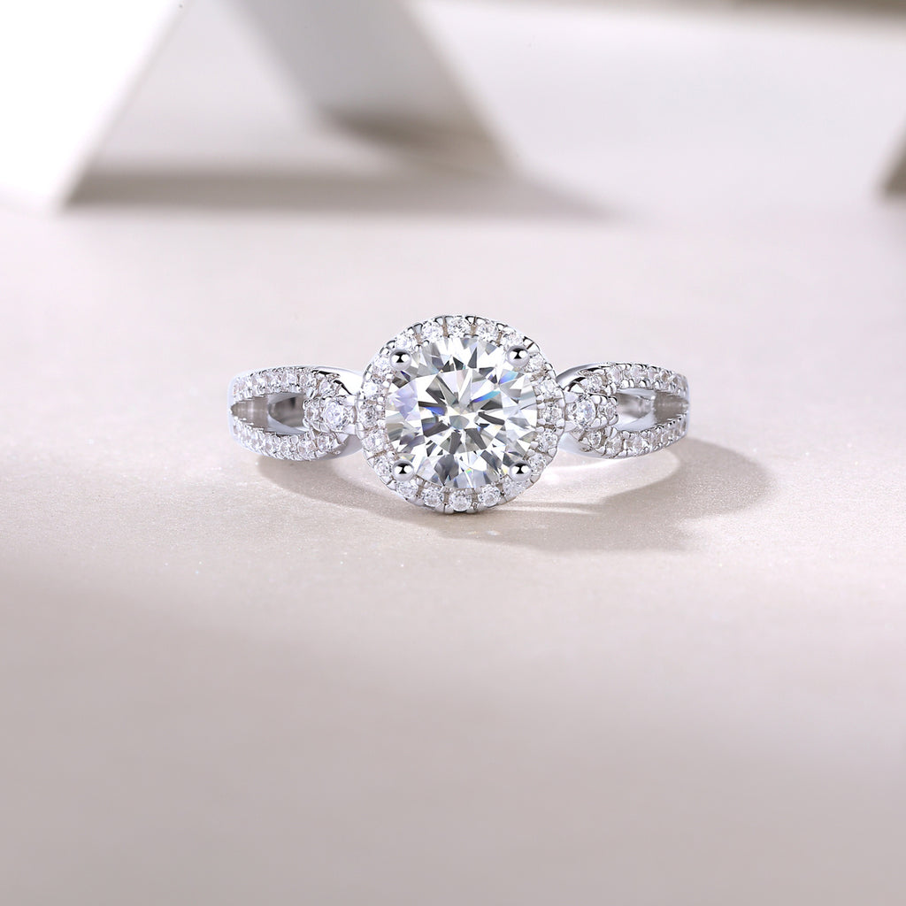 Luxury Fashion Large Diamond Wedding Ring With Moissanite Silver Ring