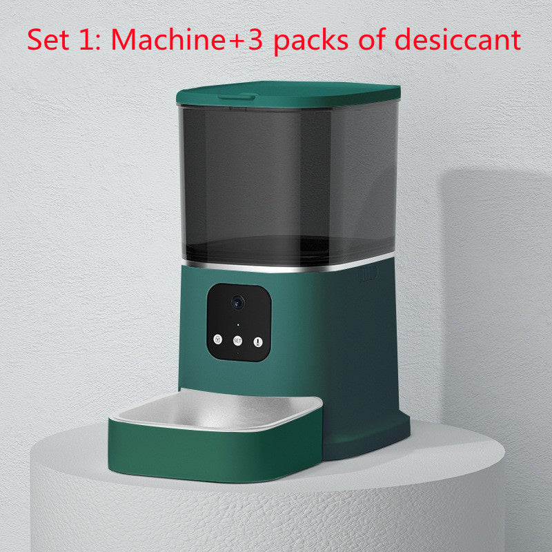 Pet Automatic Feeder Large Capacity Smart Voice Recorder APP Control Timer Feeding Cat Dog Food Dispenser With WiFi Pet Bo - 0 - CJ - Dark green set1 - Video version - UK - CJMY144622035IR