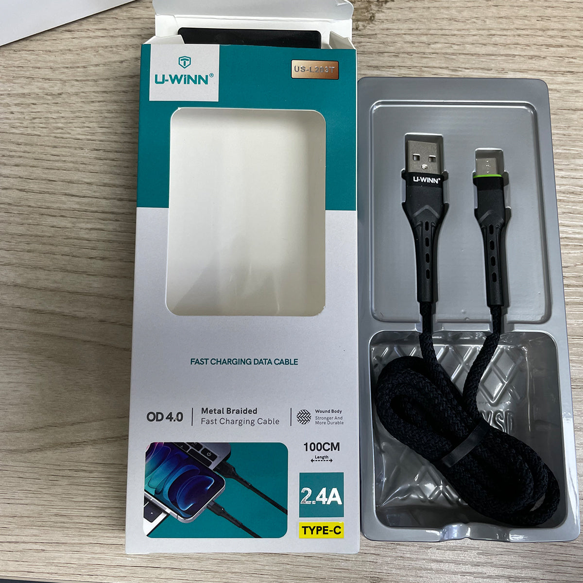 L203 USB - C Cable 2.4A 1M Black USB 3.0 UWINN - 5 - CJ