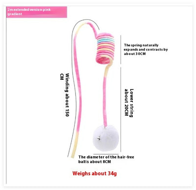 Cat Toy Self - Hi Sucker Spring Rabbit Hair Ball Interactive Play Pet Supplies Interactive Toys - 0 - CJ - Pink gradient - Spring rabbit fur ball - CJMY153256507GT