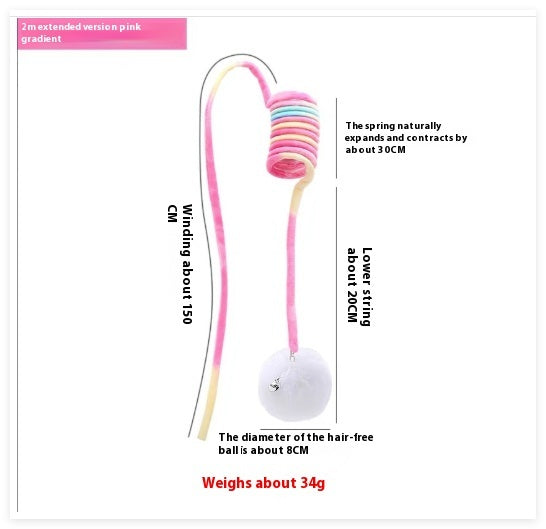 Cat Toy Self - Hi Sucker Spring Rabbit Hair Ball Interactive Play Pet Supplies Interactive Toys - 0 - CJ - Pink gradient - Spring rabbit fur ball - CJMY153256507GT