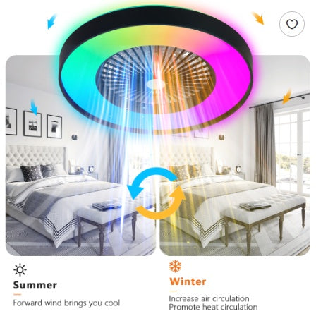 23 Inch Black Ceiling Fan Light With LED RGB   Dimmable & Color Changing, APP & Remote Control, Modern Smart Ceiling Fan For Living Room, Bedroom, And Dining Room  Silent 6 - Speed Reversible DC Motor - 5 - CJ