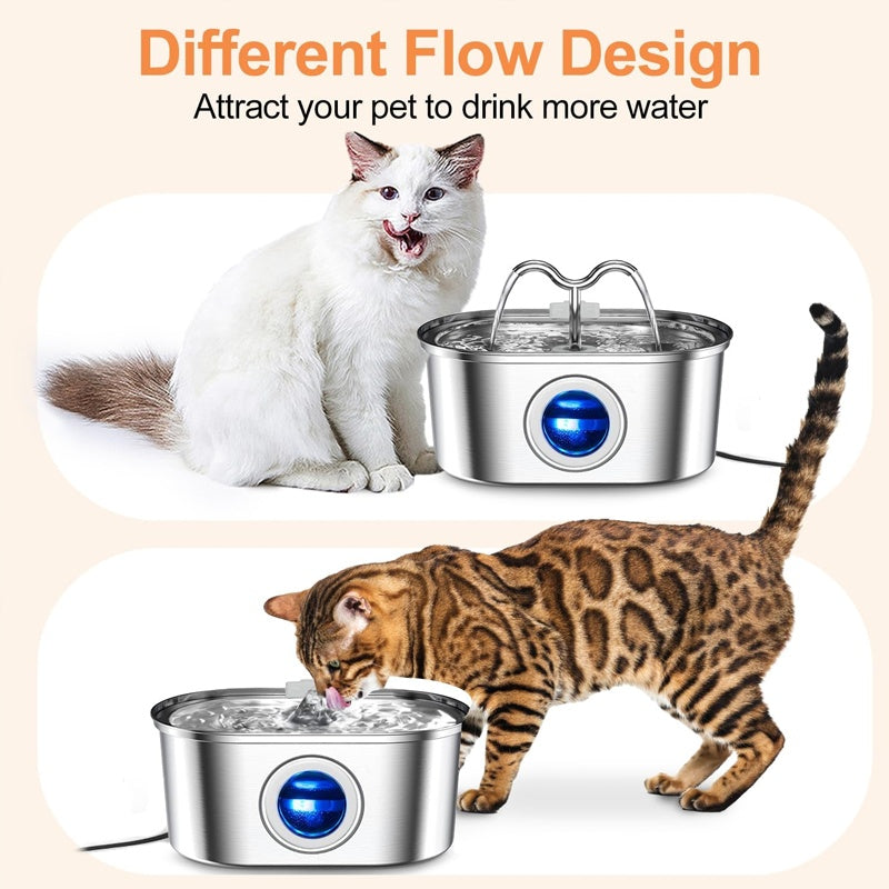 3.2L Cowhorn Model Pet Water Dispenser - Stainless Steel Automatic Water Fountain With 4 Replaceable Filters - 5 - CJ