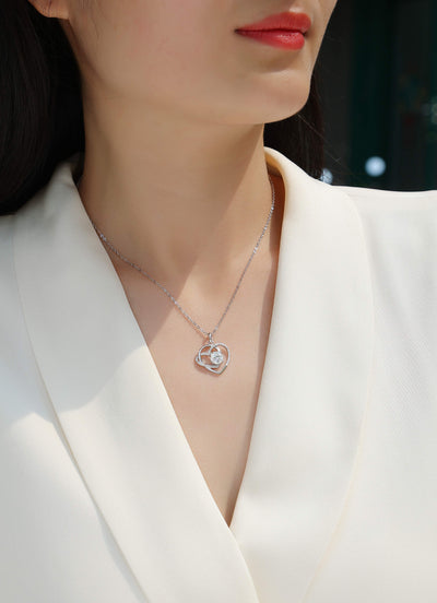 1Heart To Heart - A Fashionable And Luxurious Diamond Jewelry Pendant Set With 1 - carat Moissan Diamond S925 Sterling Silver And Platinum Plating Prohibit TikTok sales - 5 - CJ