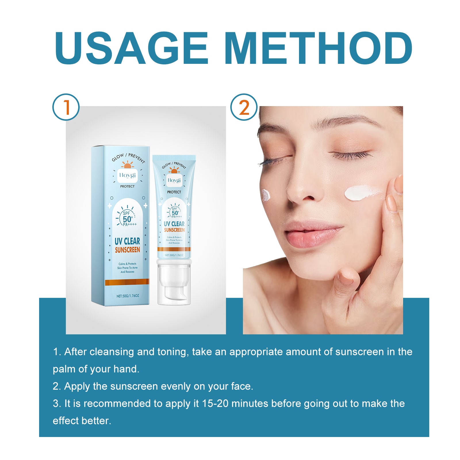 Hoygi UV Clear Sun Sunscreen, Summer Outdoor Anti - Exposure UV Moisturizes Skin Evenly Bright And Not Greasy - 5 - CJ