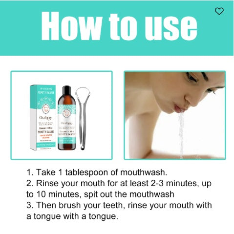 Oralhoe Coconut Mint Mouth Wash, Whitening Teeth Yellow Teeth Stains Tongue Coating Clean  Breath Oral Care - 5 - CJ