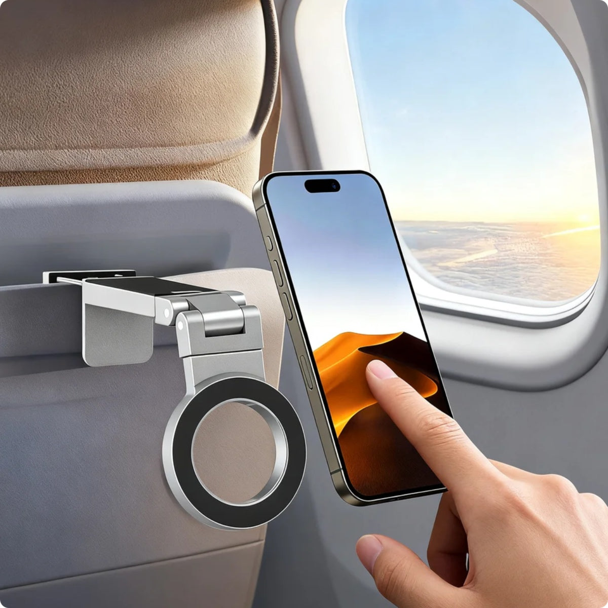 Magnetic Phone Stand For Travel, 360 Rotatable Foldable Desk Holder With N52 Strong Magnets, Portable Magsafe Compatible Mount For Airplane Train Car And Home Office - 5 - CJ