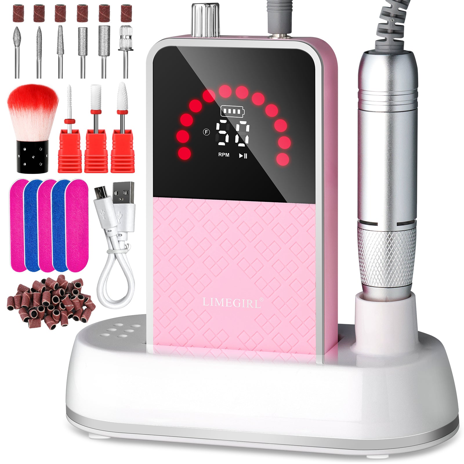 50000RPM Professional Electric Nail File Kit - Rechargeable Cordless Nail Drill For Acrylics Gel Nails, Portable E File Machine With 6 Bits For Home Salon Manicure Pedicure Care - 5 - CJ