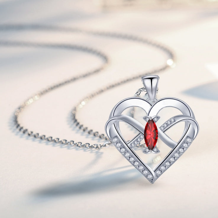 Emma Manor Heart Pendant Necklace 14k White Gold Plated 5A Cubic Zirconia Infinity Butterfly Jewelry For Women - 5 - CJ