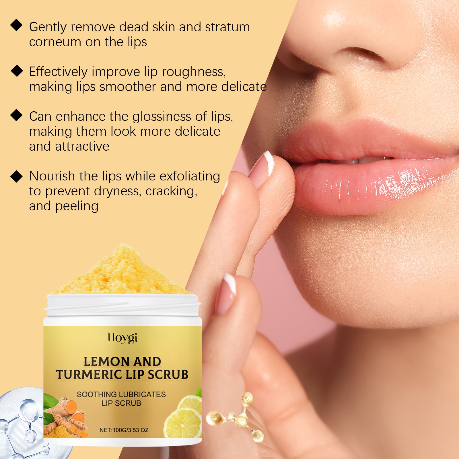 Hoygi Turmeric Lemon Lip Scrub Moisturizes Dry, Exfoliating, Hydrating And Moisturizing Lip Care Cream - 5 - CJ