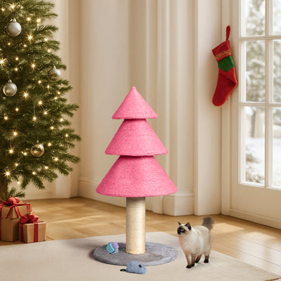 31.5in Christmas Tree Cat Scratcher, Cat Scratching Post For Indoor Cats, Large Sisal Cat Scratching Tree Cat Scratch Tower, - Pink - 5 - CJ